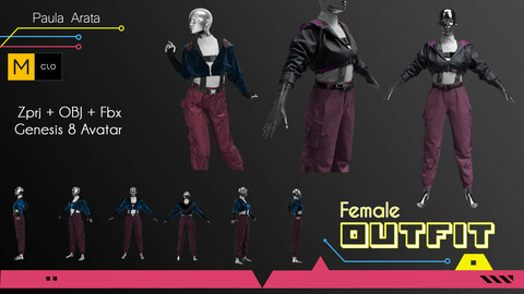 Female Outfit Marvelous Designer/Clo3d project + OBJ + FBX