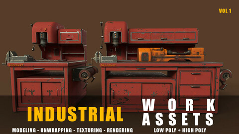 industrial work assets game ready low poly and high poly vol 1