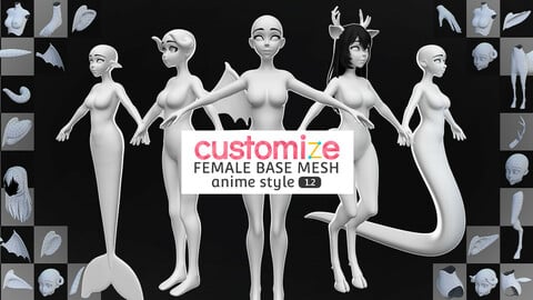 Customize Female Base Mesh-Anime Style