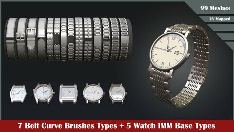 One IMM+ One Curve brushes to create watches in Zbrush