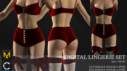 DIGITAL VELVET LINGERIE SET