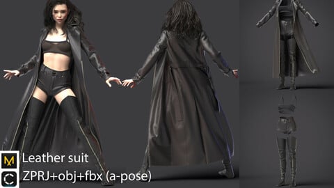 Leather suit / clo3d / marvelous designer