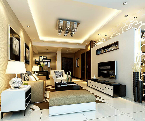 ArtStation - Modern fashion style interior living room -0362 | Resources