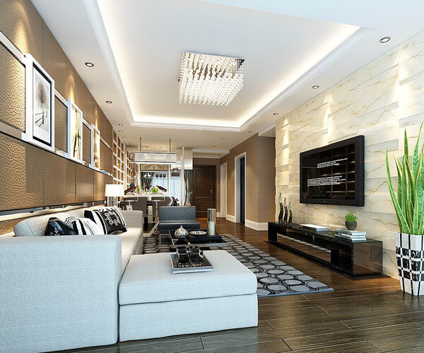 ArtStation - Modern fashion style interior living room -0364 | Resources