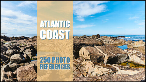Atlantic Coast. Rocks, cliffs, ocean, sand, splashes, details, props etc.