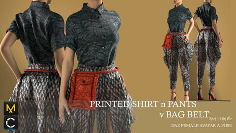 PRINTED SHIRT n PANTS V BAG BELT