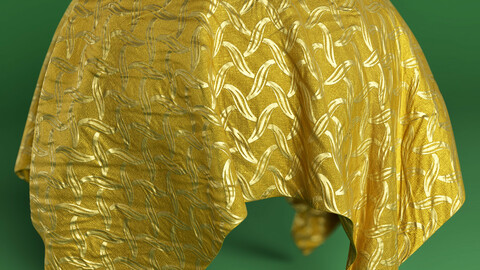 PBR - FABRIC WITH PATTERNS IN GOLDEN THREAD - 4K MATERIAL