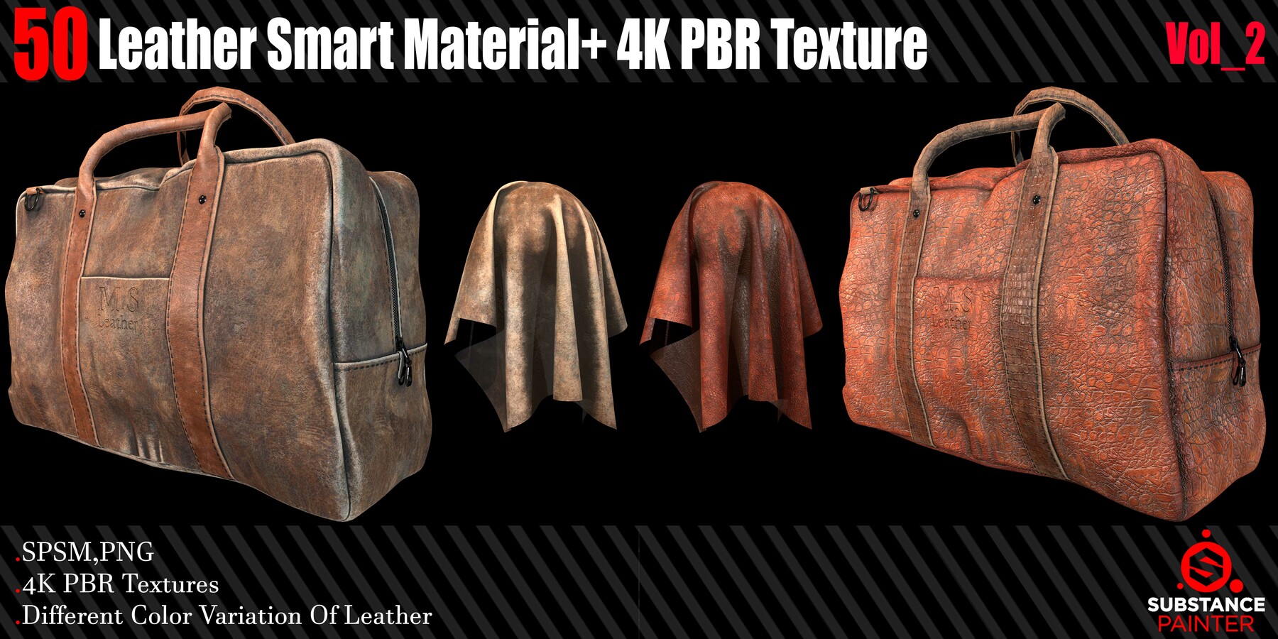 50 Leather Smart Material + 4K - FlippedNormals