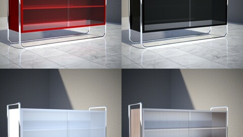 Tubular steel showcase cabinet