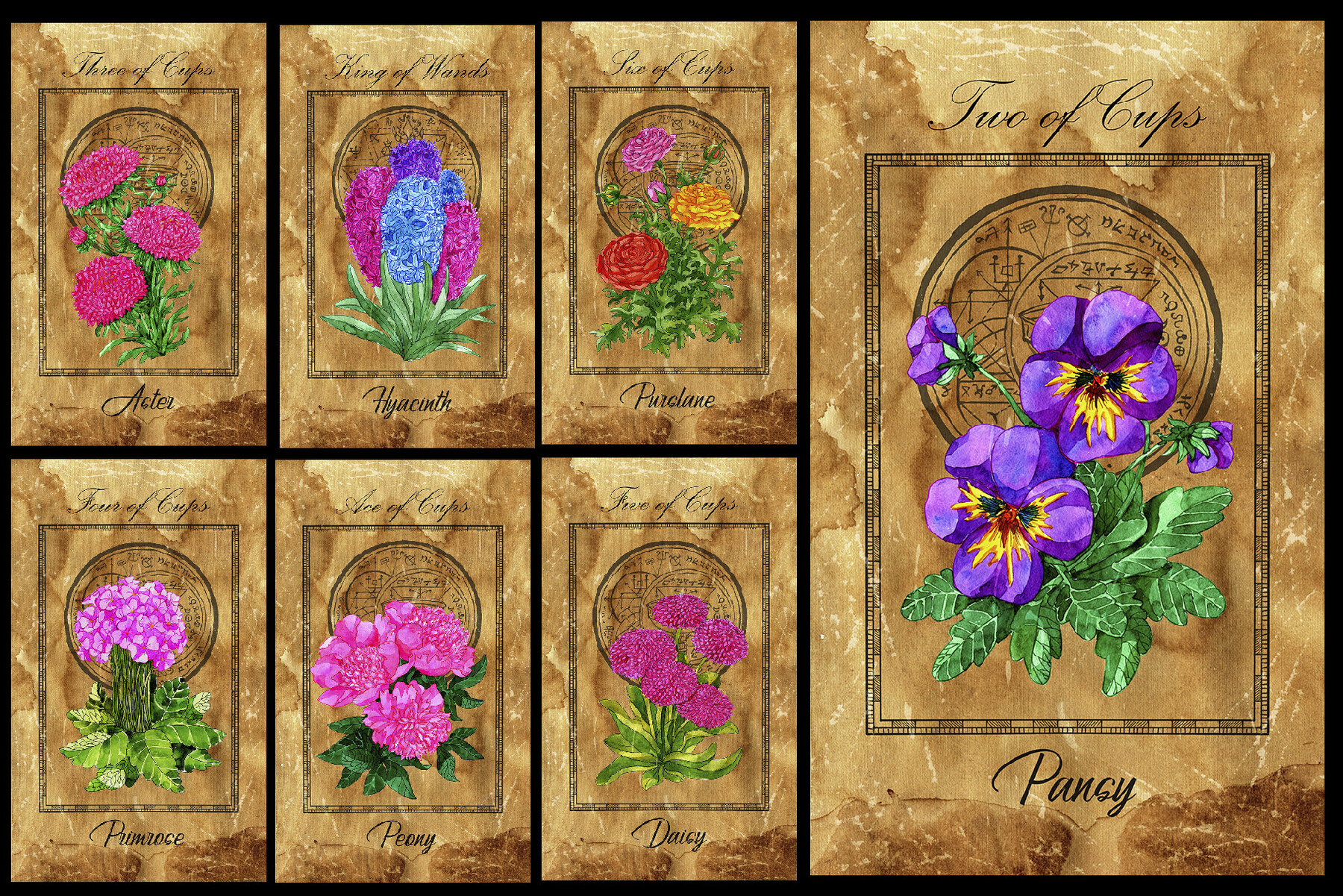 ArtStation Enchanted Flowers Tarot deck Artworks