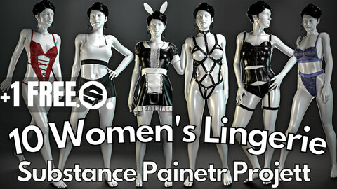 10 Realistic women's lingerie ( Substance Painter .SPP )