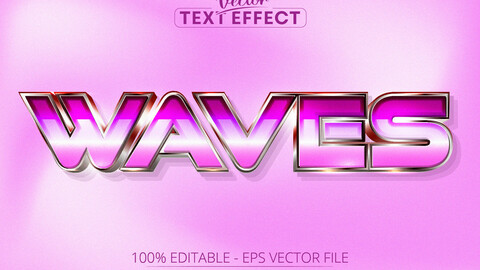 Waves text, 80s grain gradient color style editable text effect