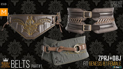 MEDIEVAL BELTS part#1 MD projects + OBJ. Medieval and Fantasy collection
