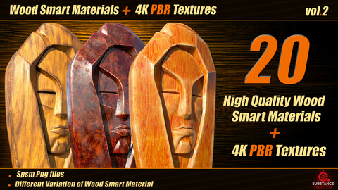 20 High Quality Wood Smart Material Bundle + 4k PBR Textures_VOL.02