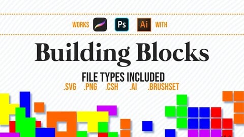 Building Blocks: Procreate Brushes + Photoshop & Illustrator Shapes + SVG & PNG Files