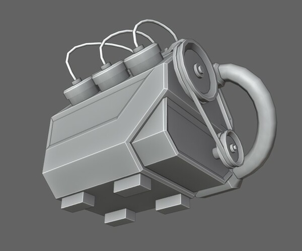 ArtStation - Car Motor - Engine V6 Low-poly 3D model | Game Assets
