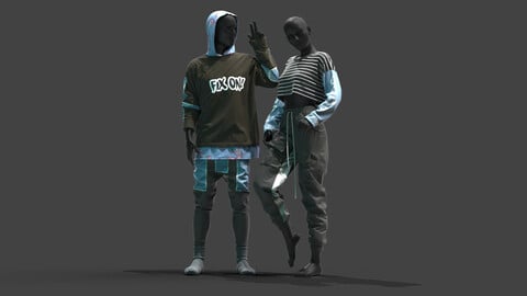 Male & Female Outfits . Clo3D , Marvelous Designer .