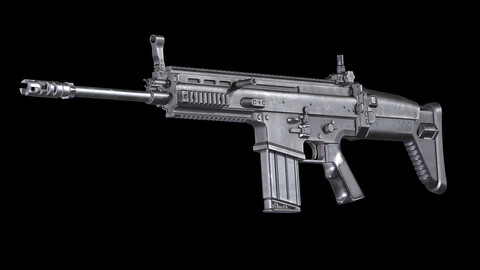 FN SCAR 17S PBR Worn Low-poly 3D model