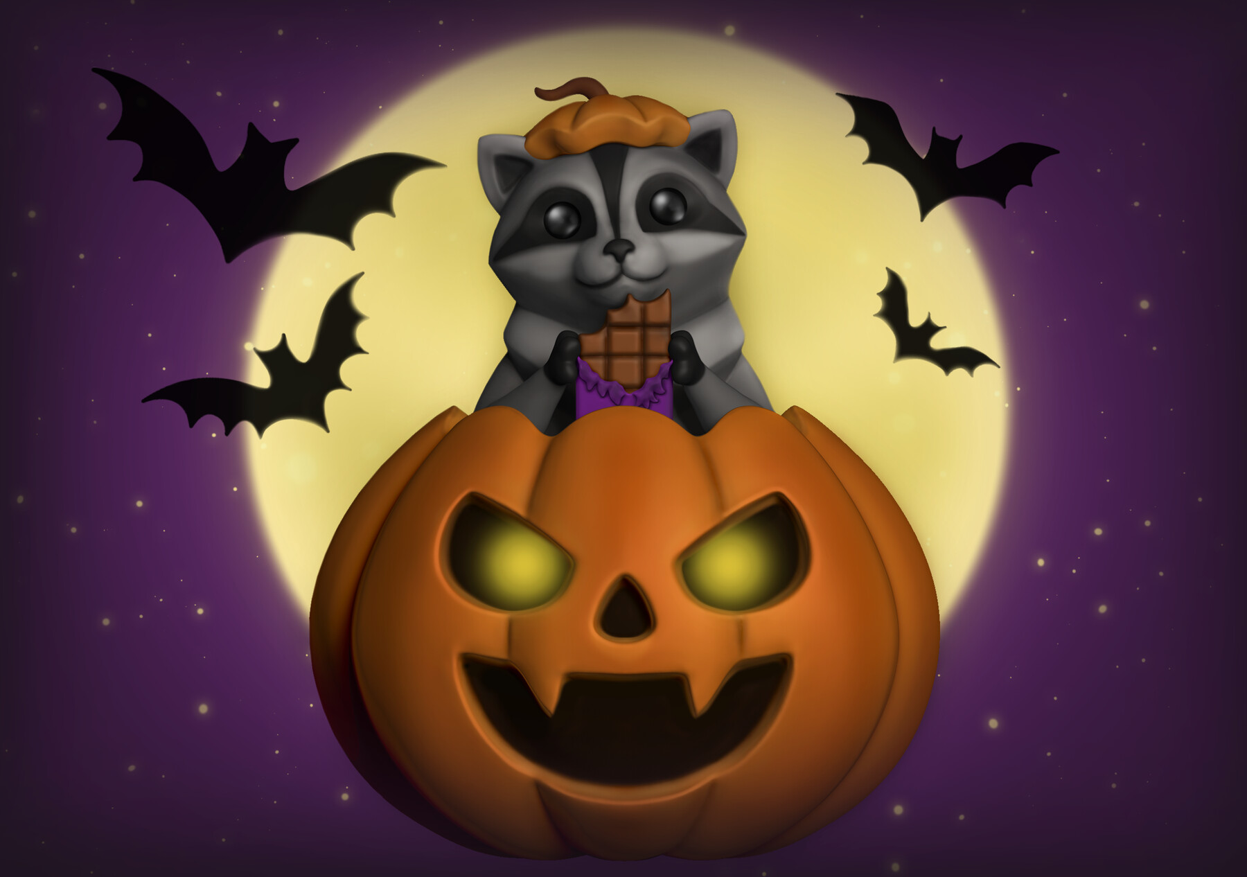 ArtStation - Halloween Racoon Ready to Print | Resources