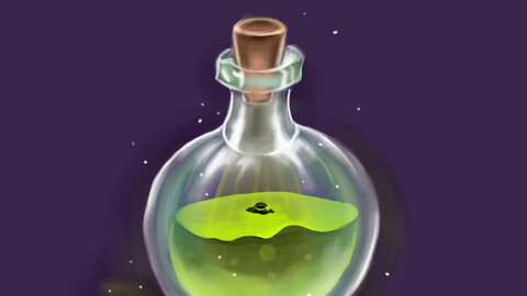 ArtStation - bottle with magic potion and hat png | Game Assets