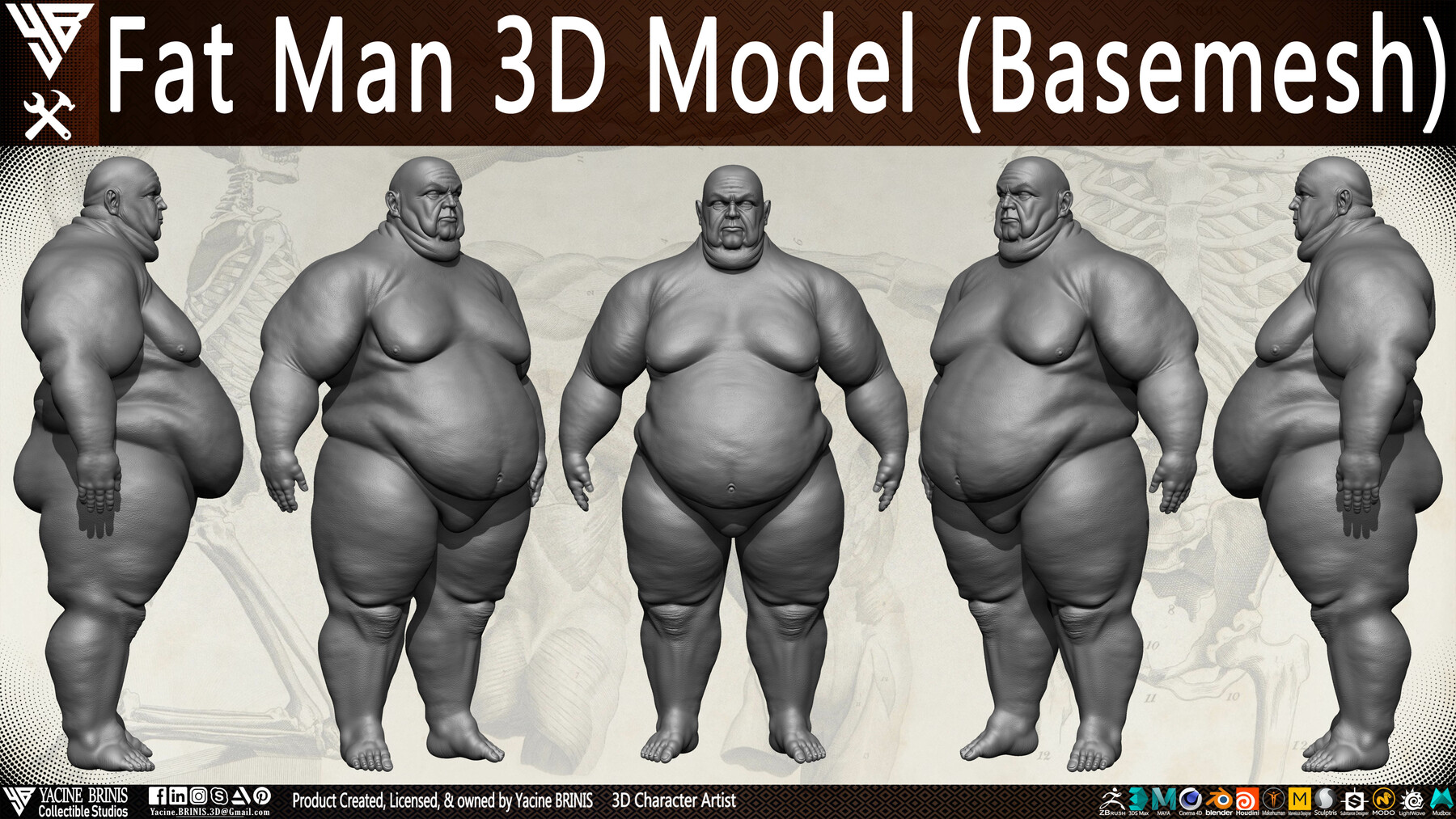 Yacine BRINIS Collectible Studios - Fat Man 3D Model (BaseMesh)