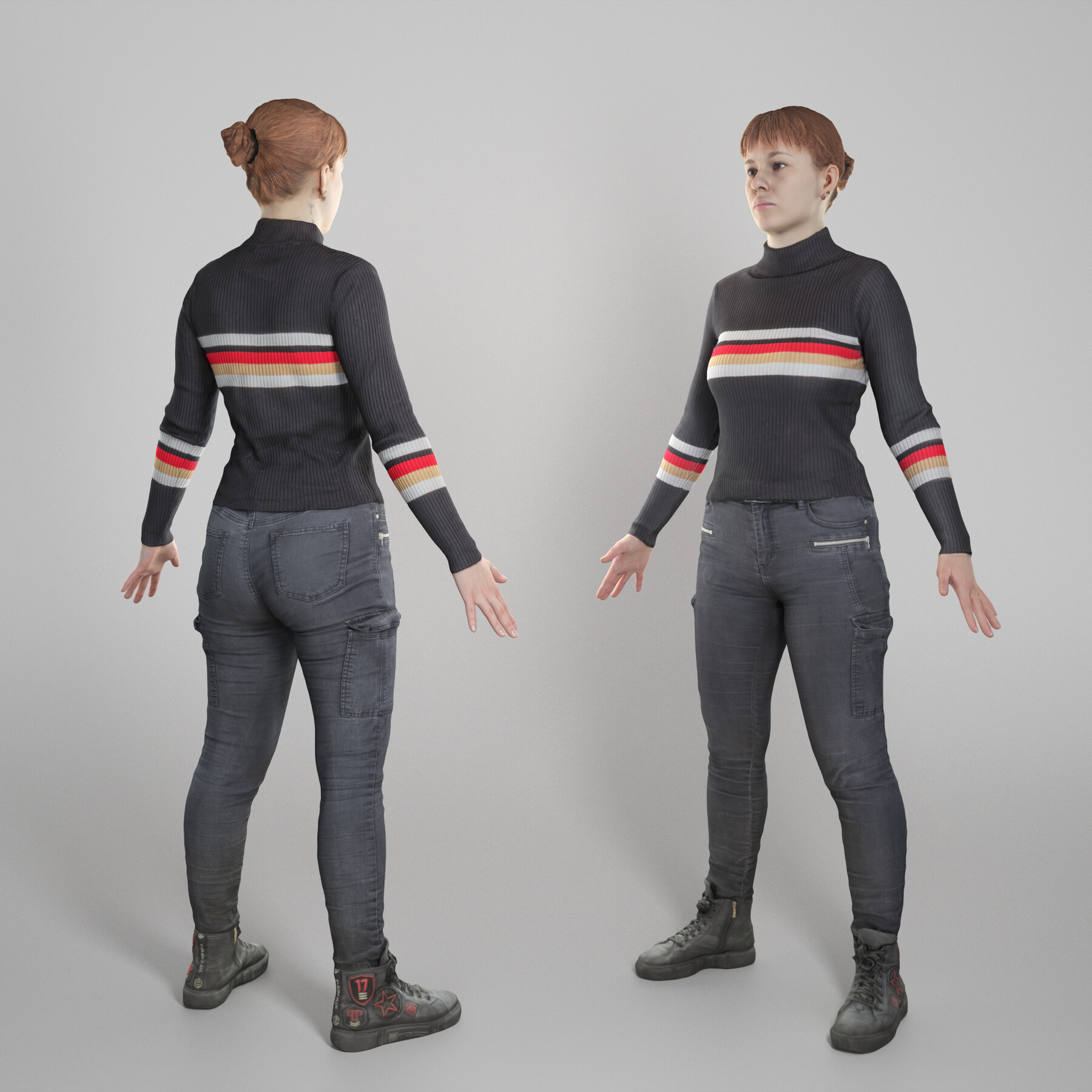 ArtStation - Woman in sweater ready for animation 306 | Game Assets