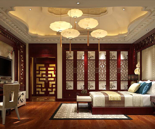 ArtStation - Bedroom - Chinese style -9414 | Resources