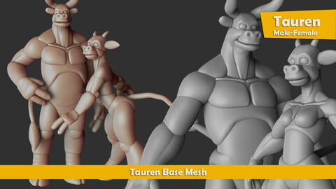 Base Mesh Tauren Male-Female