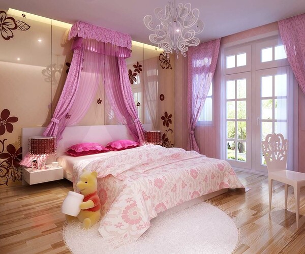 ArtStation - Stylish modern pink bedroom 1815 | Resources