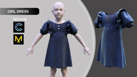 Girl Dress Marvelous Designer/Clo3d project + OBJ + FBX
