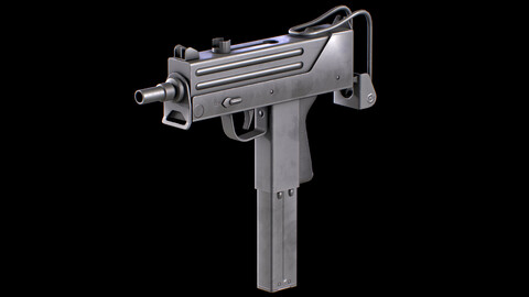 MAC-11 SMG PBR Worn Low-poly 3D model