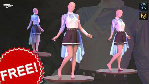 FREE Girls Star Dress - 76 Marvelous Designer and Clo3D