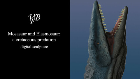 Mosasaur and Elasmosaur: a cretaceous predation - STL for 3D printing