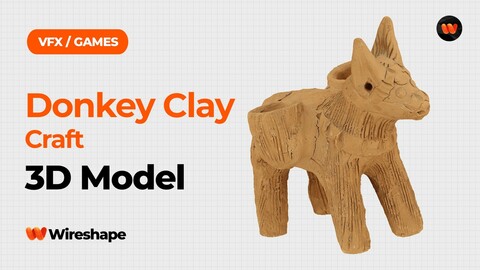 Donkey Clay Craft Raw Scanned 3D Model