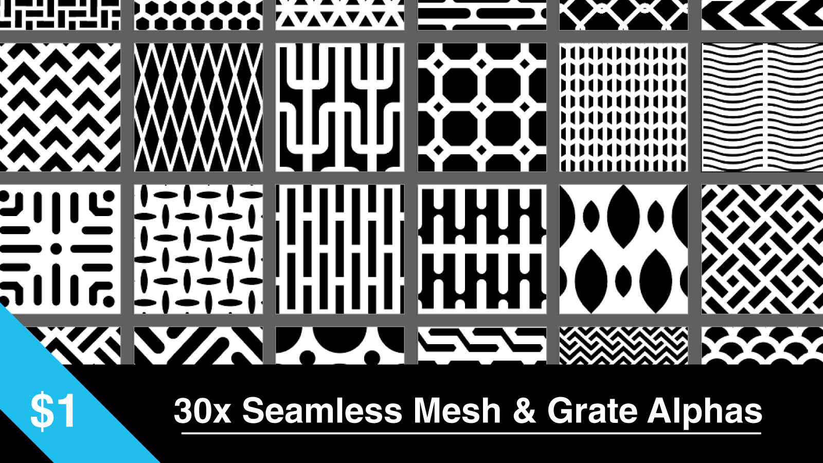 ArtStation - 30x Seamless 4K Mesh & Grate Alphas