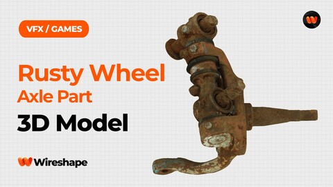 Rusty Wheel Axle Part Raw Scanned 3D Model