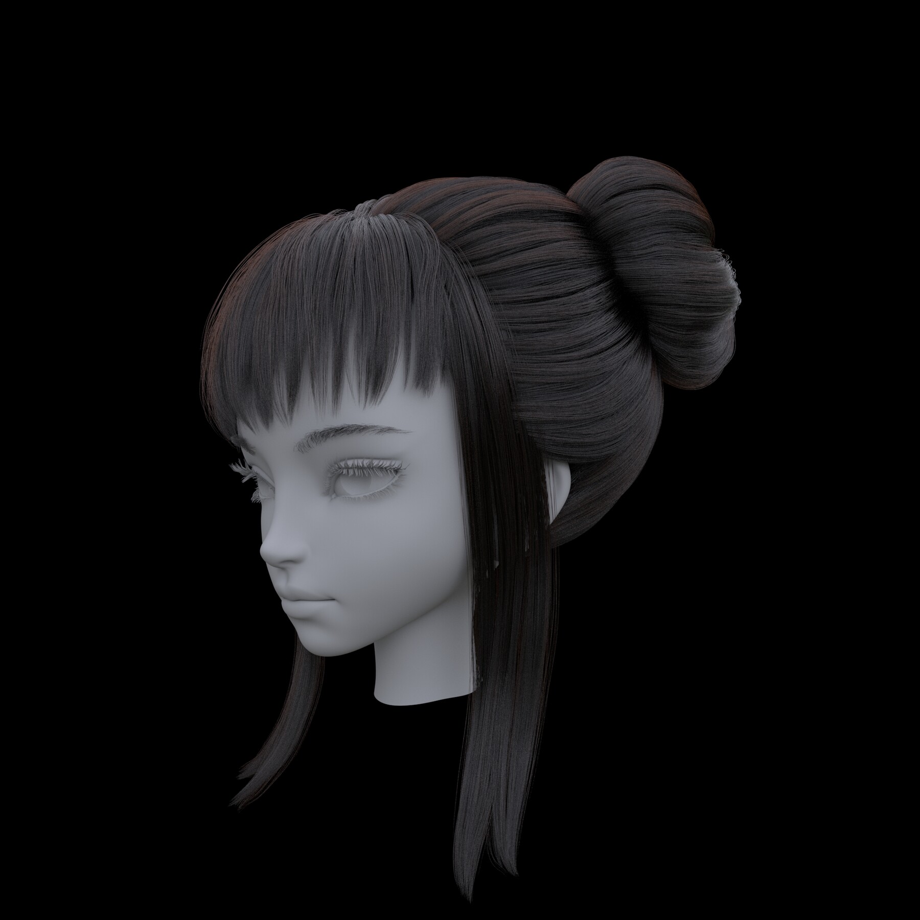 ArtStation - Oriental Chinese style ancient girl hair | Resources