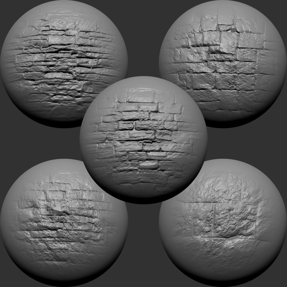 ArtStation 50 Stone & Brick Alpha and brush Brushes