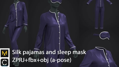 Silk pajamas and sleep mask