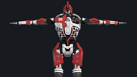 Robot humanoid A-003 Free low-poly 3D model