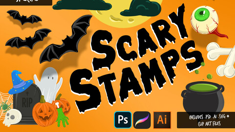 Scary Stamps Halloween Special - Procreate Brushes & Vector Files