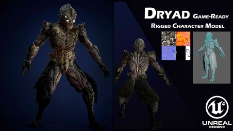 Dryad | Mutant Tree Zombie | Spooky Rigged Character For Unreal Engine | Perfect For Horror or Halloween Themed Game