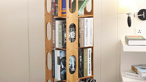 4 tiers of revolving wooden bookshelf