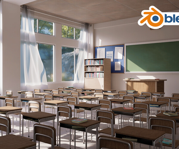 ArtStation 3D Classroom Environment Creation in BLENDER Tutorials