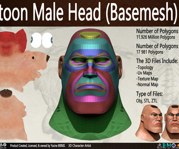 ArtStation - Cartoon Male Head (Basemesh) Vol 01 | Resources