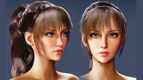 Game Ready Ponytail  Hairstyle - Realtime Low Poly 3D Model