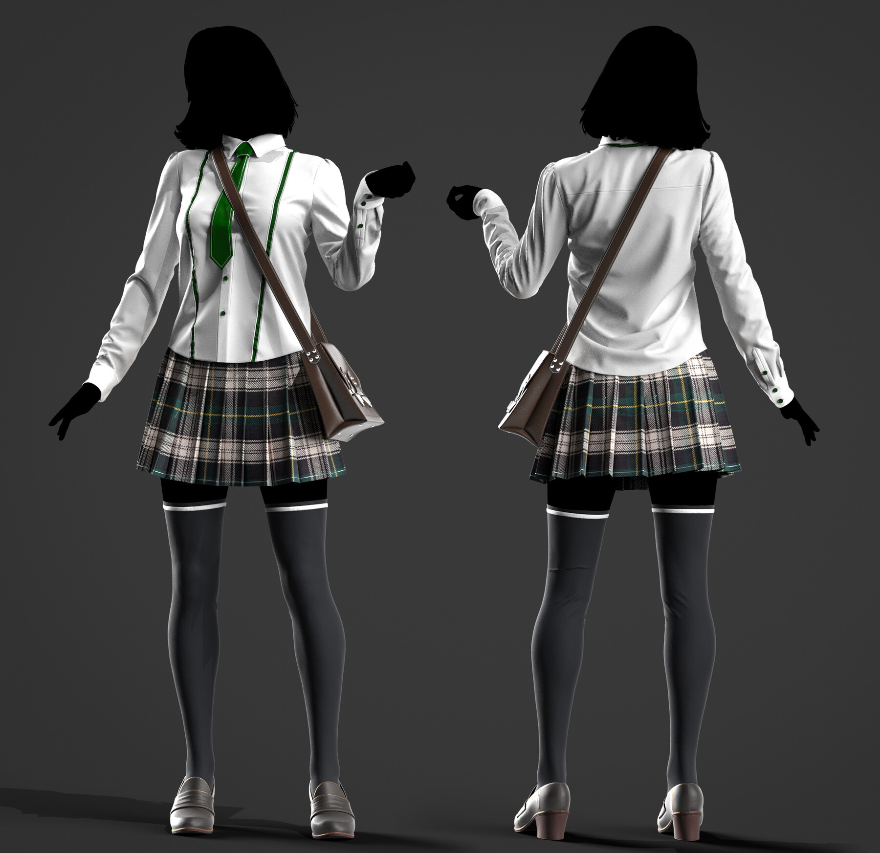 ArtStation - School uniform 1. Marvelous Designer/Clo3d project + OBJ ...