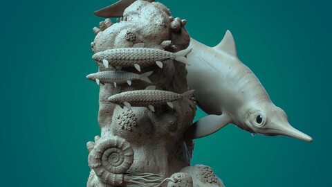 Ophthalmosaurus environment  - Ready for 3D print