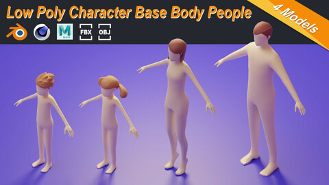 Low Poly 3D Character Base Body People Illustration Set