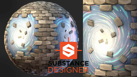 Stylized Bricks with Portal Rift - Substance Designer